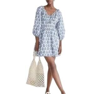 J. Crew V-neck Mini Dress In Bouquet Block Print For Women Size Medium